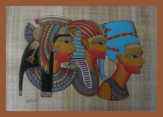 Cleopatra, Tutankamon and Nefertiti papyrus