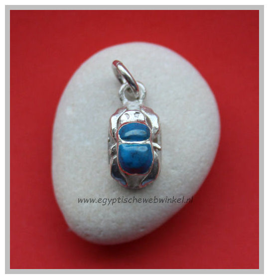 Scarab silver pendant with turquoise stones K