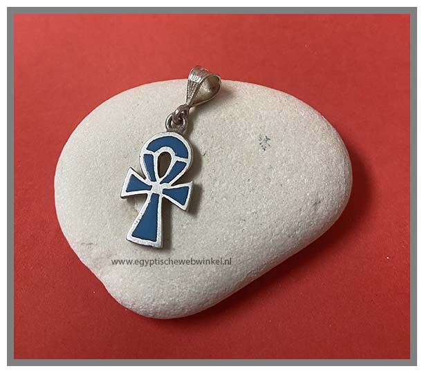 Ankh silver pendant with lapis