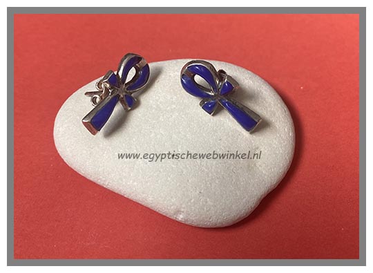 Ankh silver earrings with Lapis lazuli
